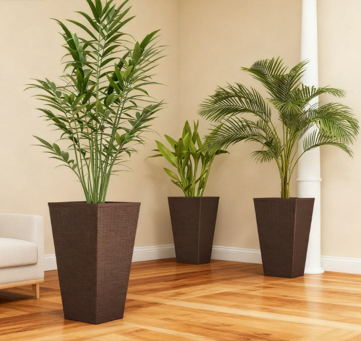 Outdoor Flower Plant Pots,Set of 3 Tall Planters with Drainage Hole,for Outdoor and Indoor Planters