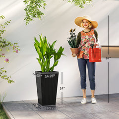 Plant Pots,Tall Planters for Indoor Outdoor Plants Set of 3,Taper Planters with Drainage Holes,for Indoor Outdoor