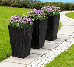 Plant Pots,Tall Planters for Indoor Outdoor Plants Set of 3,Taper Planters with Drainage Holes,for Indoor Outdoor