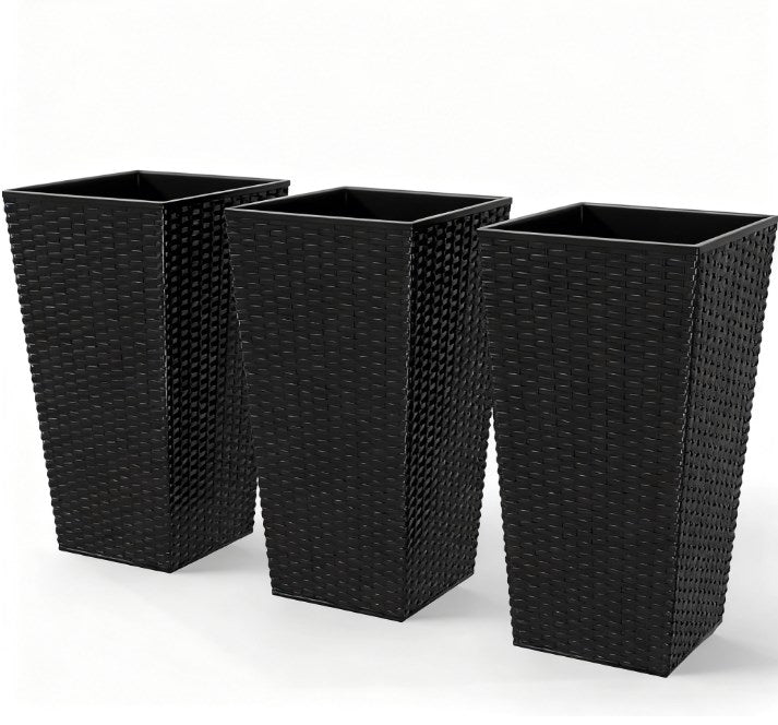 Plant Pots,Tall Planters for Indoor Outdoor Plants Set of 3,Taper Planters with Drainage Holes,for Indoor Outdoor