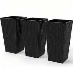 Plant Pots,Tall Planters for Indoor Outdoor Plants Set of 3,Taper Planters with Drainage Holes,for Indoor Outdoor