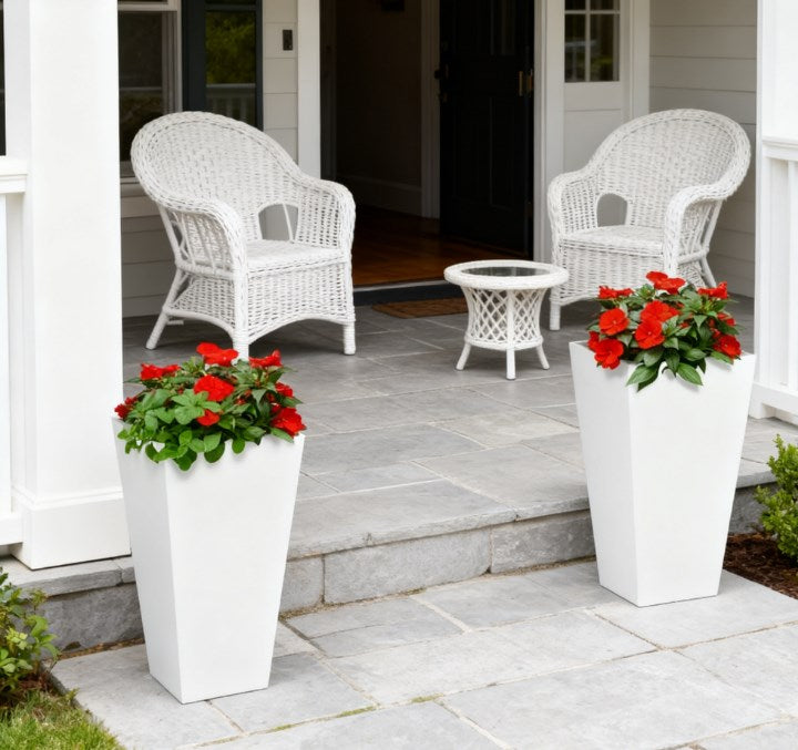 Flower Pots,2-Pack Outdoor Planter Set,with Drainage Holes, Durable & Stackable Plant Pot,for Outdoor and Indoor