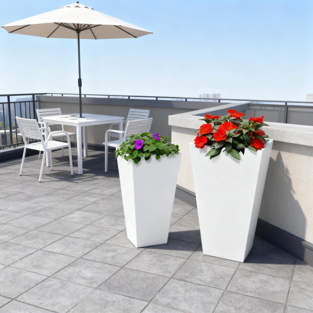 Flower Pots,2-Pack Outdoor Planter Set,with Drainage Holes, Durable & Stackable Plant Pot,for Outdoor and Indoor