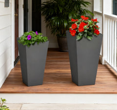 Durable & Stackable Plant Pot,2-Pack Outdoor Planter Set,Flower Pots with Drainage Holes,for Porch,Entryway,Patio,Yard,Garden