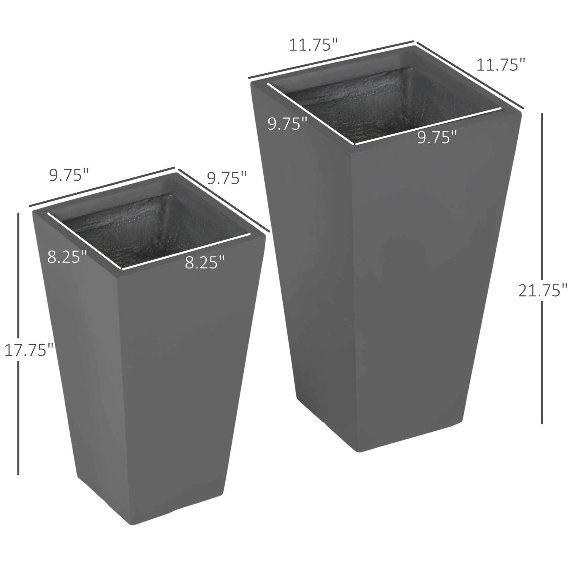 Durable & Stackable Plant Pot,2-Pack Outdoor Planter Set,Flower Pots with Drainage Holes,for Porch,Entryway,Patio,Yard,Garden
