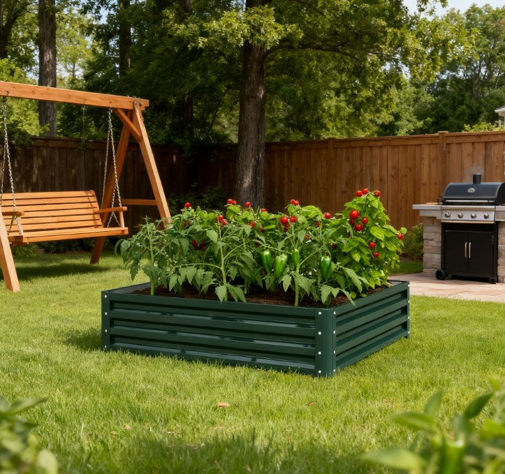 Easy to Assemble Metal Planter Box,Galvanized Raised Garden Bed,for Growing Vegetables, Flowers, Herbs, Succulents