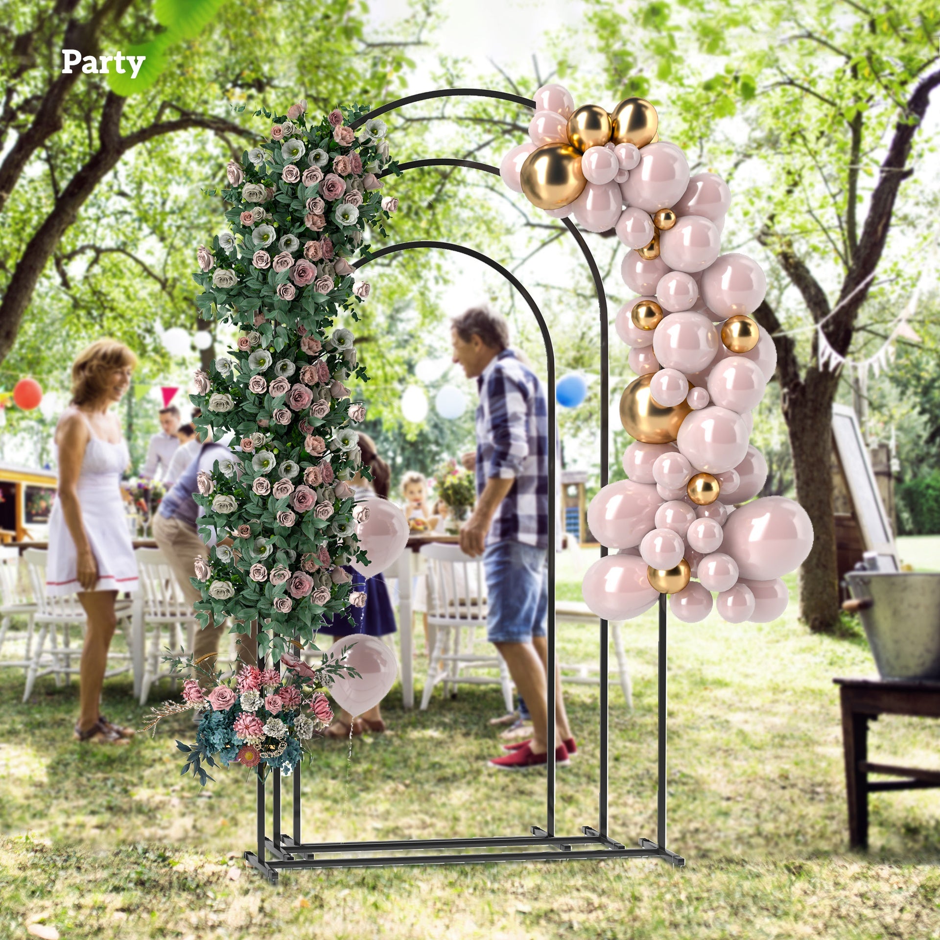 Set of 3 Metal Arch Backdrop Stand,Wedding Arch Frame,Balloon Backdrop Arch Stand Set