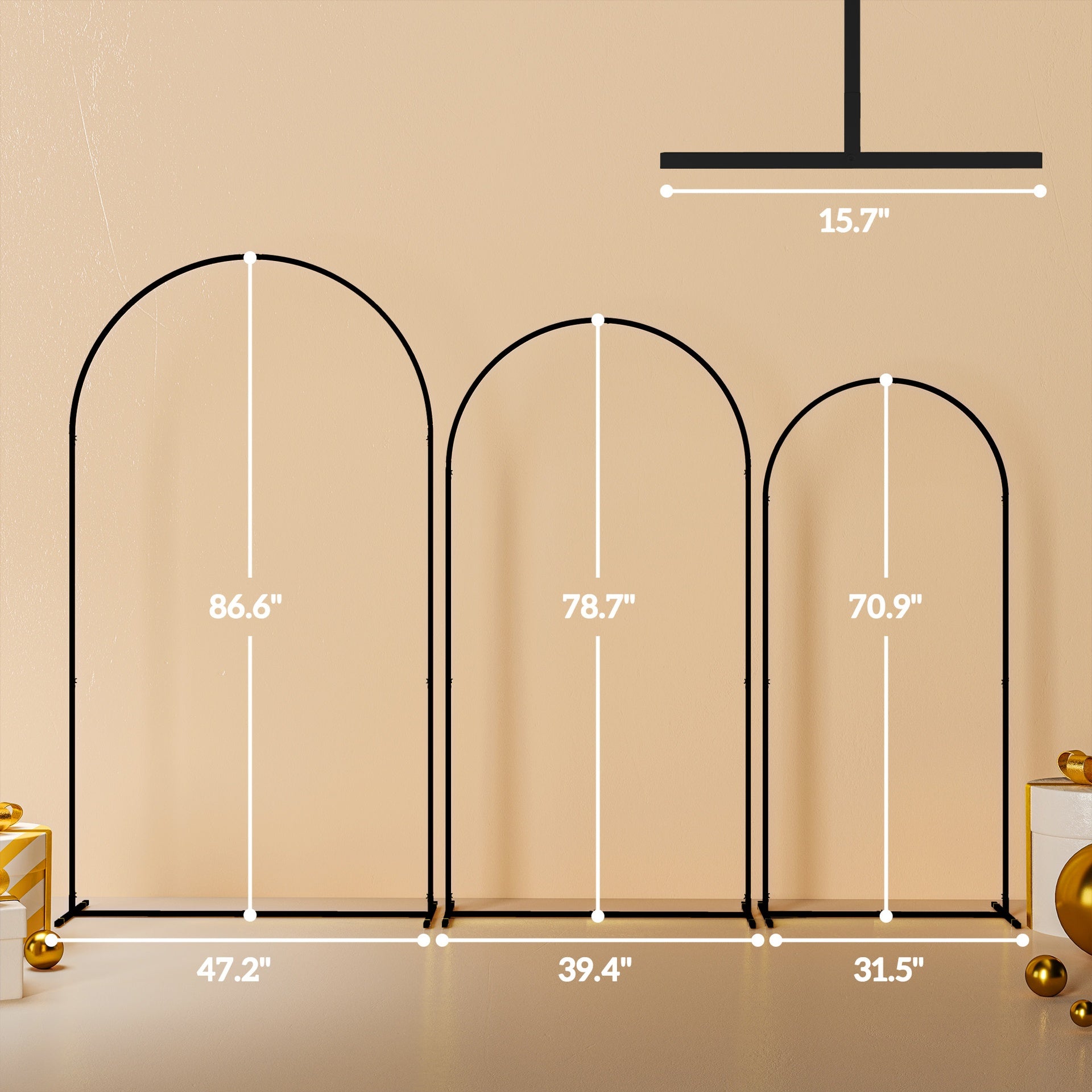 Set of 3 Metal Arch Backdrop Stand,Wedding Arch Frame,Balloon Backdrop Arch Stand Set