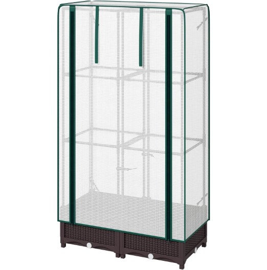 Outdoor Plant Box,Garden Bed with Trellis,with Cover,Drainage Holes and Zipper Door