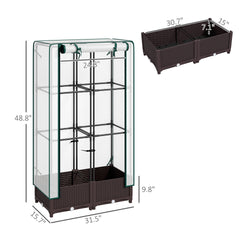 Outdoor Plant Box,Garden Bed with Trellis,with Cover,Drainage Holes and Zipper Door