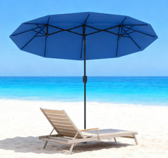 Outdoor Umbrella,Double-sided Patio Umbrella,with Push Button Tilt and Crank,3 Air Vents and 12 Ribs
