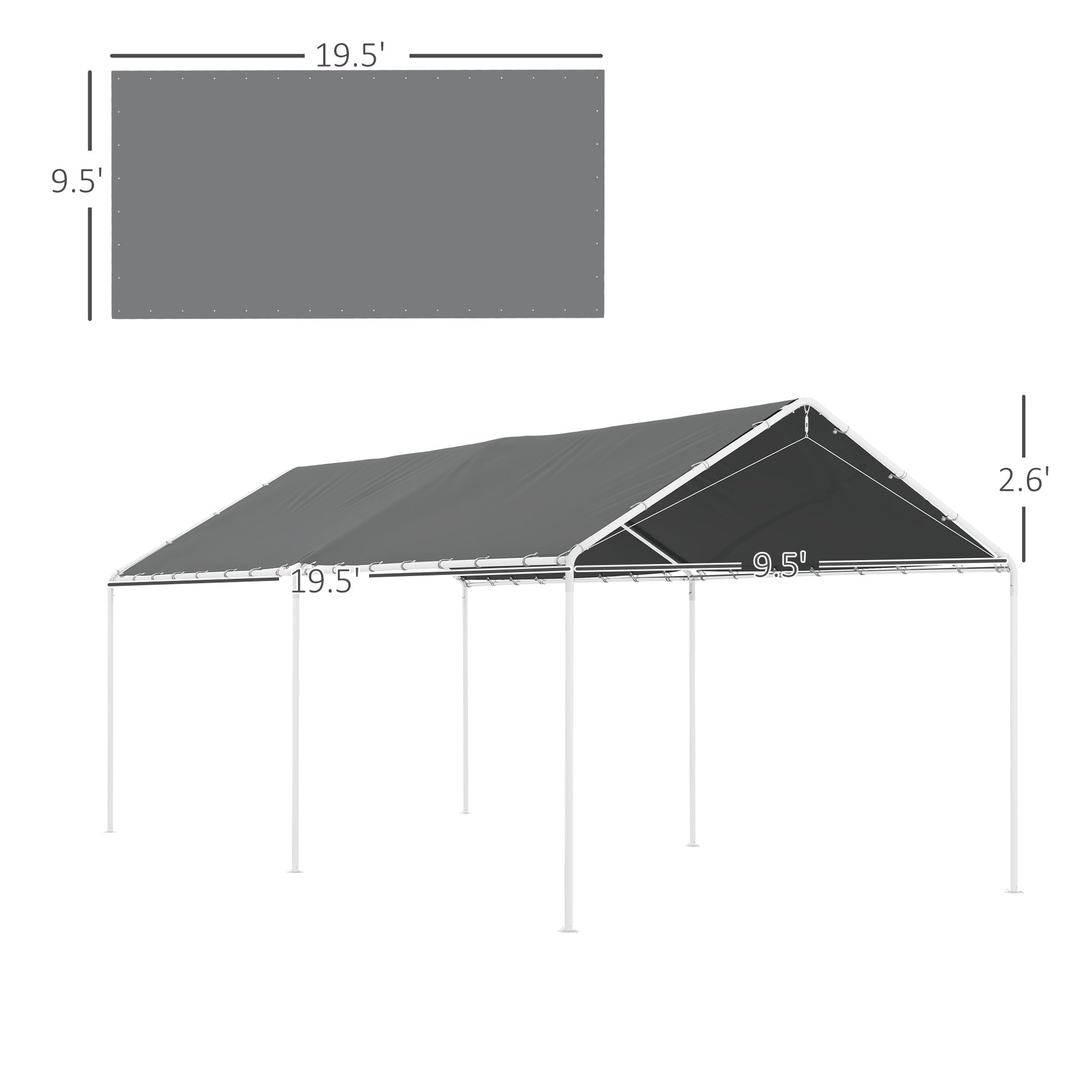 Car Tent with Ball Bungee Cords,Carport Roof,UV Resistant Canopy Replacement Cover