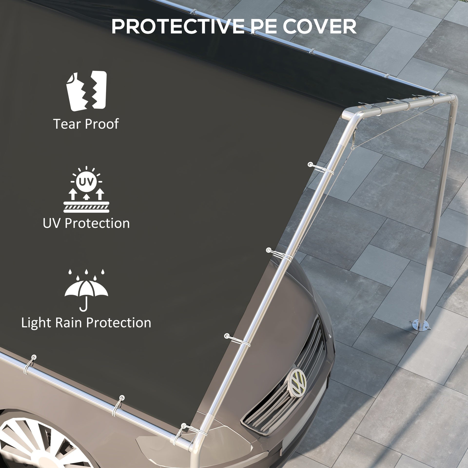 Car Tent with Ball Bungee Cords,Carport Roof,UV Resistant Canopy Replacement Cover