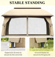 Large & Spacious Outdoor Gazebo Canopy Shelter,Patio Gazebo,with Netting,Vented Roof