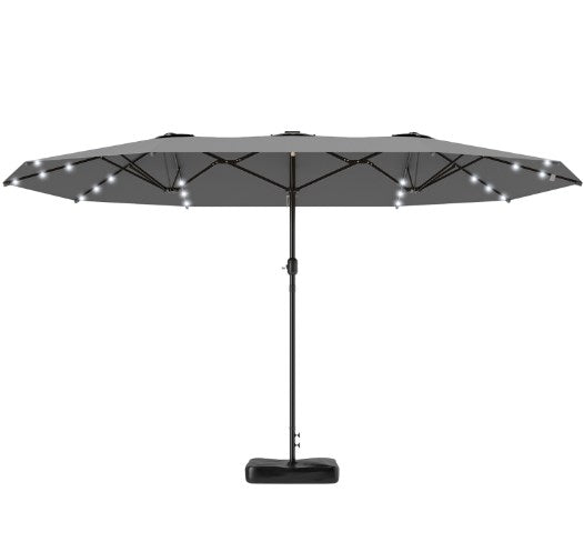 Easy to Use Double-Sided Parasol with Base,Patio Parasol with LED Solar Lights,Parasol Double-Sided Sun Umbrella