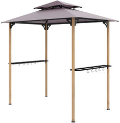Double Tiered Barbecue Grill Gazebo Shelter,Grill Gazebo with Side Shelves and Hooks