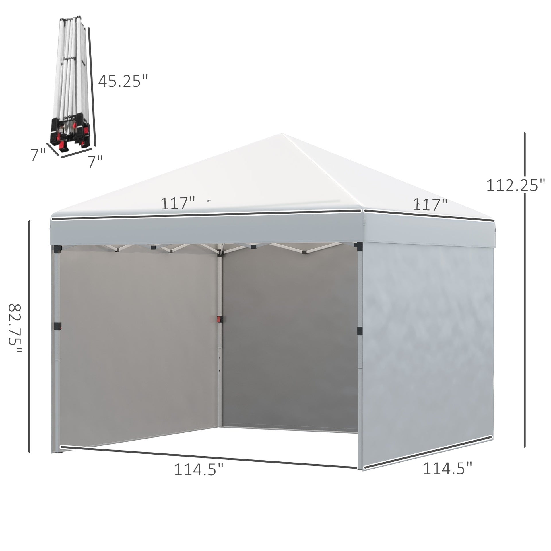 Height  Adjustable Instant Party Tent Shelter Gazebo,Pop Up Canopy Tent with 3 Sidewalls, Leg Weight Bags and Carry Bag