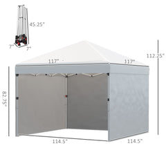 Height  Adjustable Instant Party Tent Shelter Gazebo,Pop Up Canopy Tent with 3 Sidewalls, Leg Weight Bags and Carry Bag