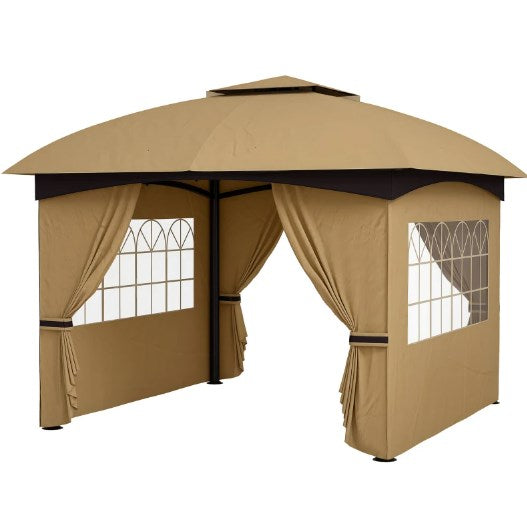 Elegant Design Gazebo,Double Roof Patio Gazebo with Curtains,Church Windows,for Outdoor
