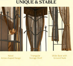 Outdoor Double Roof Outdoor Gazebo Canopy Shelter with Netting,Patio Gazebo with Corner Frame Shelves