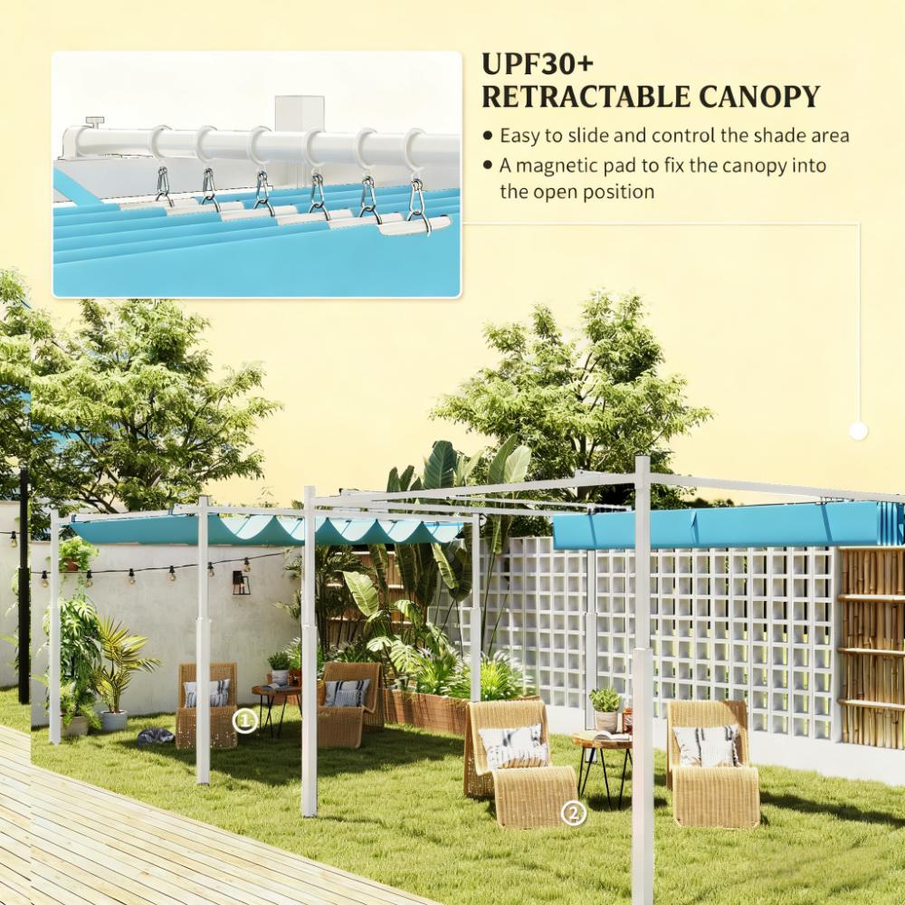 Outdoor Pergola,Retractable Pergola Canopy with Magnetic Fixture