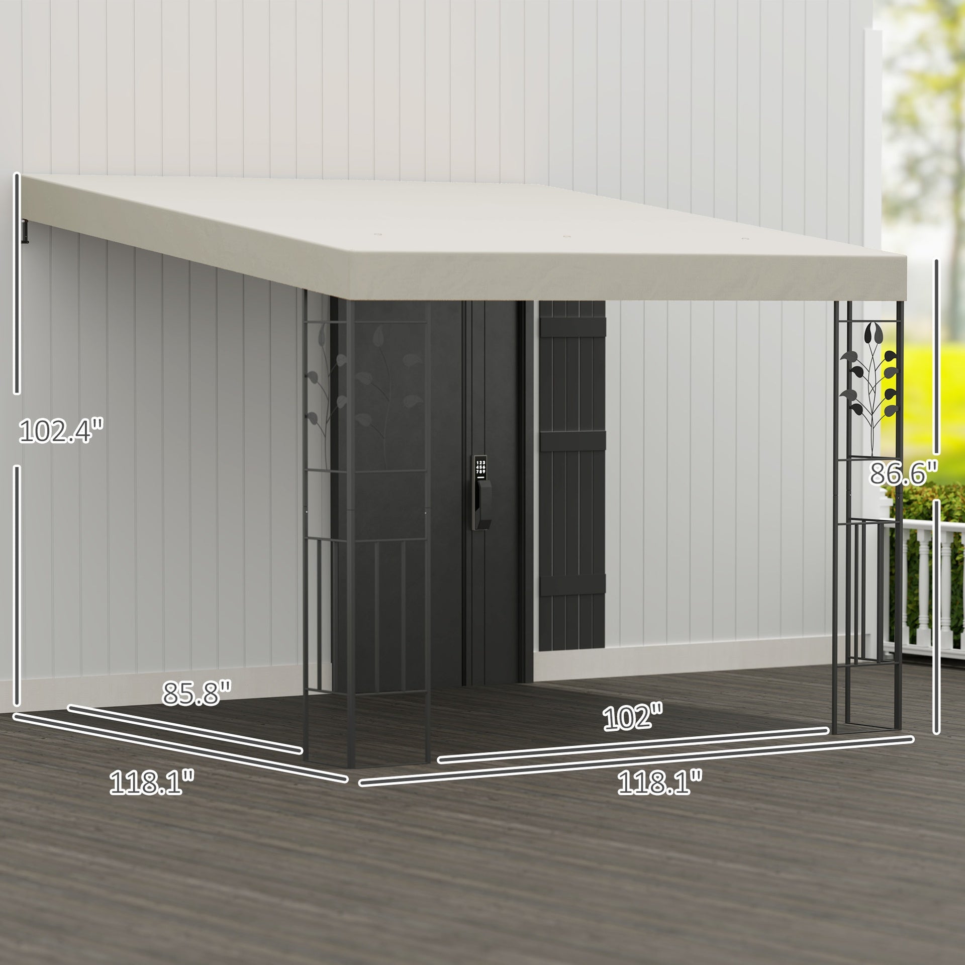 Metal Patio Canopy with Drainage Holes,Outdoor Pergola Canopy,for Backyard, Garden