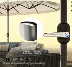 Extra Large Outdoor Umbrella,Rectangle Patio Umbrella,with Fringe and Crank Handle