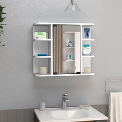 Medicine Cabinet 19" H, Six External Shelves, Three Interior Shelves, White