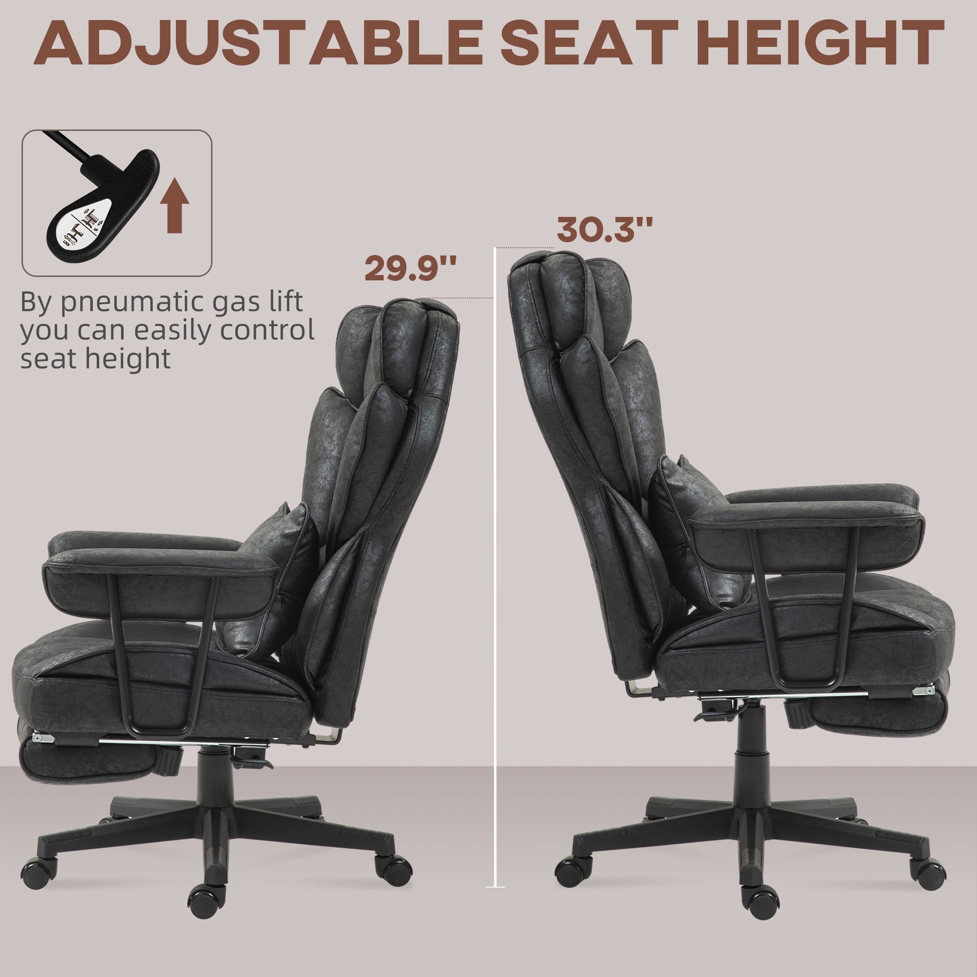 HOMCOM Massage Executive Office Chair with 6 Vibration Points, 400LBS Heated Big and Tall Office Chair with Foot Rest and Lumbar Support, Microfiber Reclining Computer Desk Chair, Black