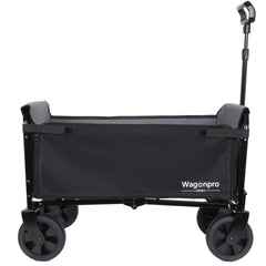 All-in-One Convertible Folding 4-Wheel Trolley with Bench Seat and Dog Leash - Heavy Duty Foldable Utility Trolley for Camping, Beach, Shopping - Versatile Seating and Storage Space, Black/Gray