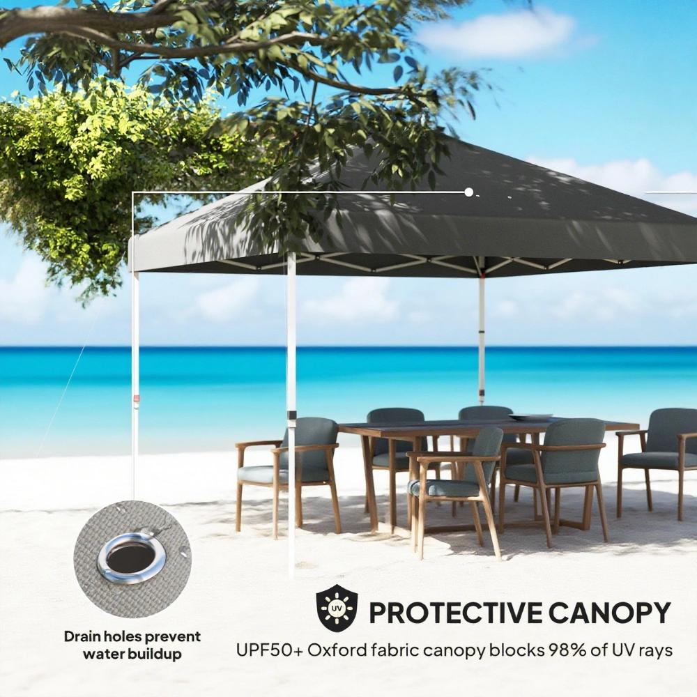 10x 10 ft party tent w/ Sidewall with  Height Adjustable Instant Sun Shelter w/ Storage Pockets,Dark Gray