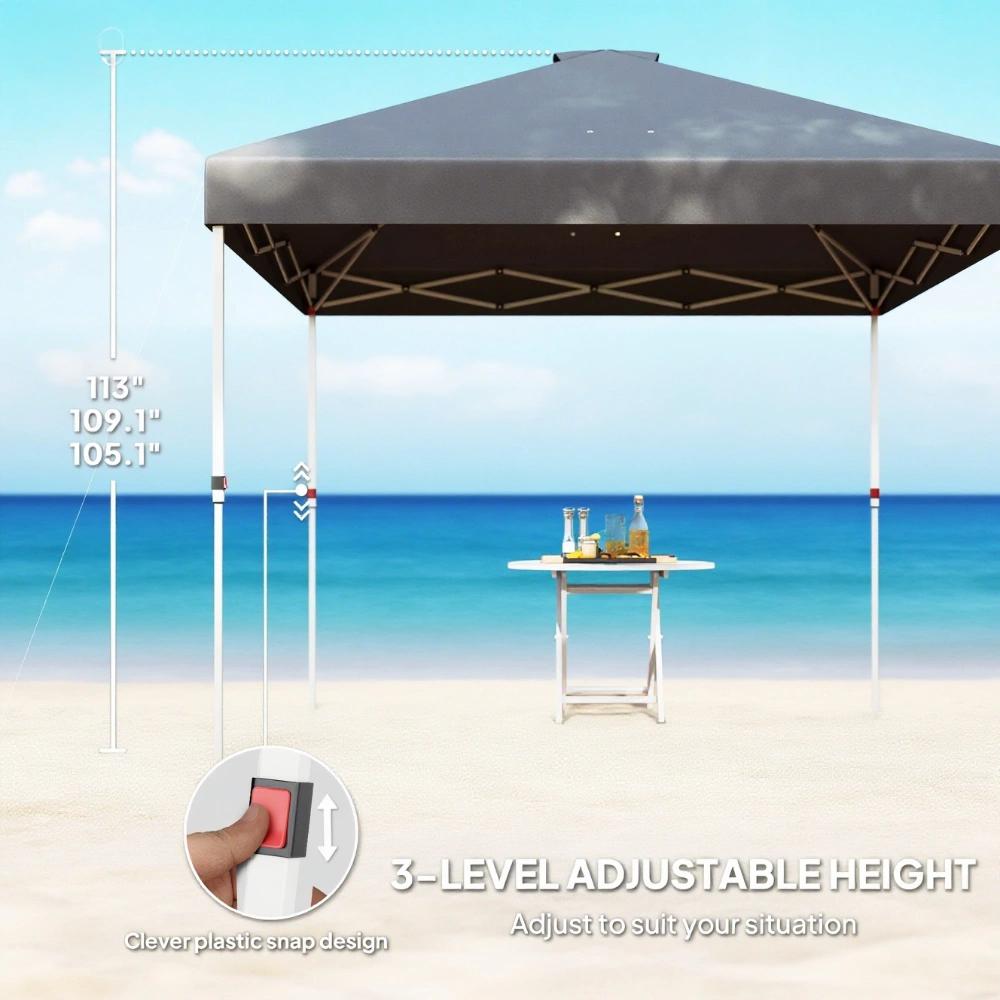 10x 10 ft party tent w/ Sidewall with  Height Adjustable Instant Sun Shelter w/ Storage Pockets,Dark Gray