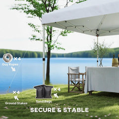10x 10 ft party tent Pop Up Canopy Tent with 2 Half Sidewalls with Wheeled Carry Bag, White