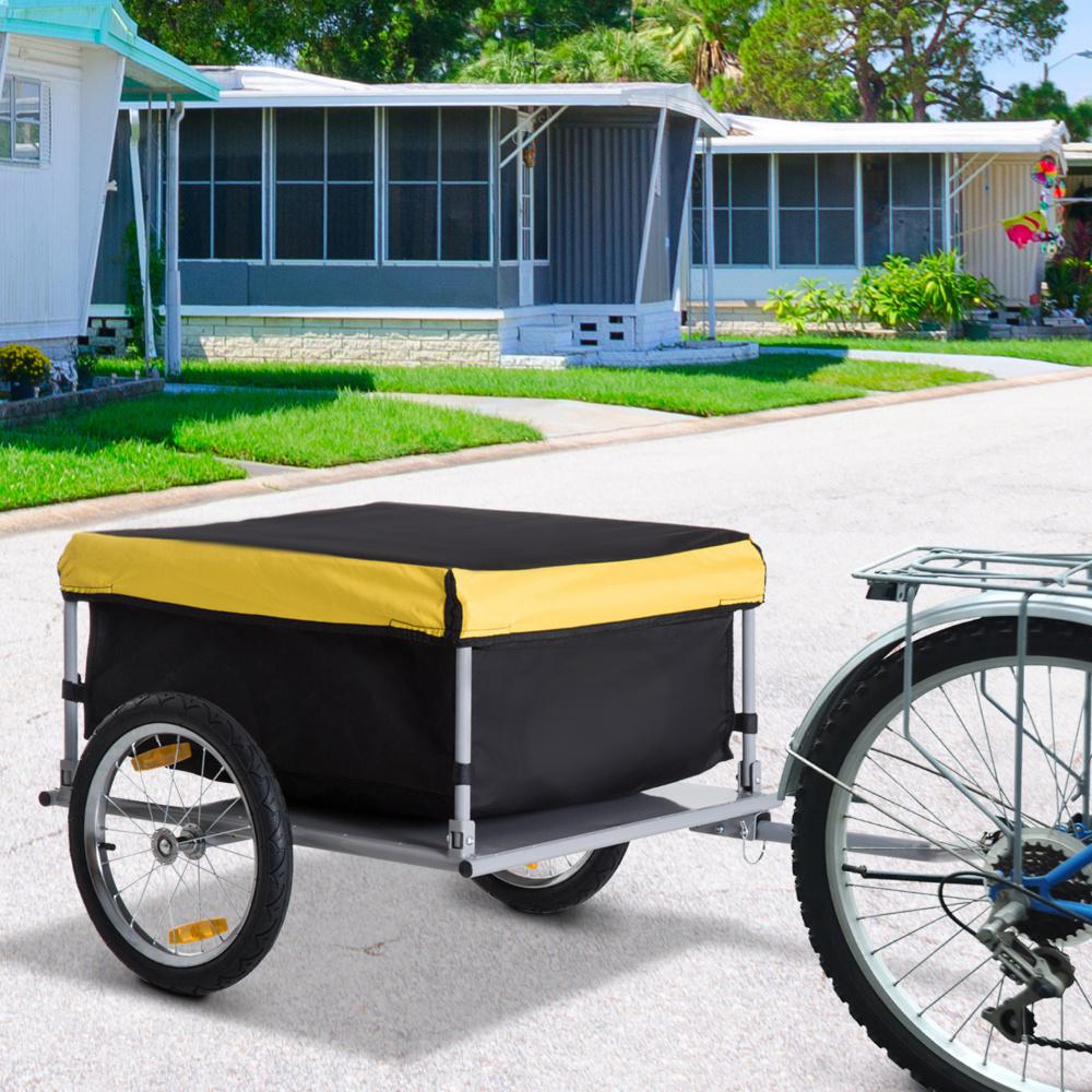 Outdoor Storage Trailer Bicycle Cargo Trailer, Two-Wheel Bike Luggage Wagon Trailer with Removable Cover,