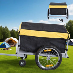 Outdoor Storage Trailer Bicycle Cargo Trailer, Two-Wheel Bike Luggage Wagon Trailer with Removable Cover,