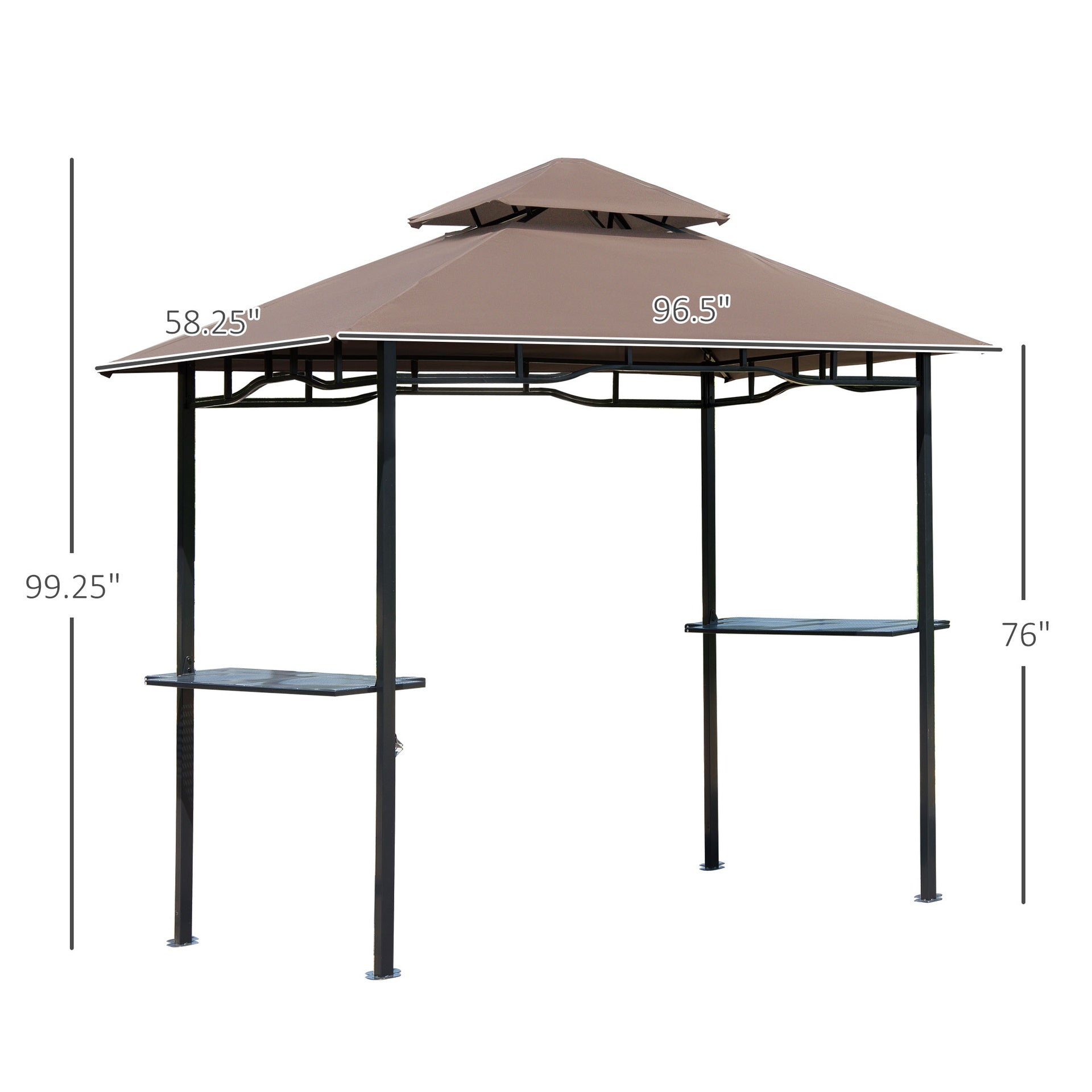 Grill Gazebo with Double Roof, Outdoor BBQ Canopy