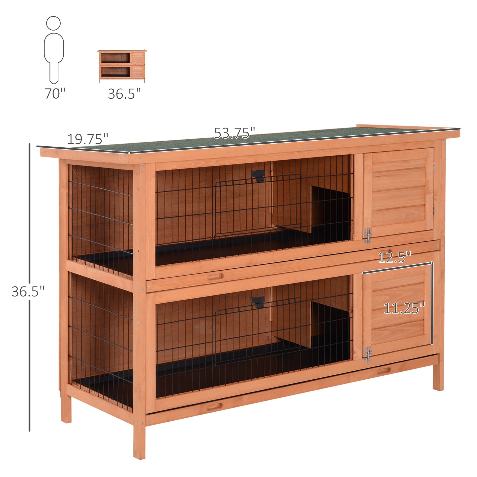Rabbit Hutch Bunny Cage Wooden Pet House Small Animal Habitat
