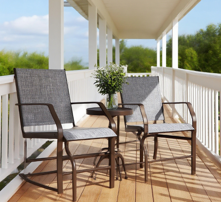 Outdoor Glider Swing, Center Coffee Table and Independent Chairs