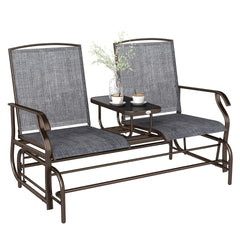 Outdoor Glider Swing, Center Coffee Table and Independent Chairs