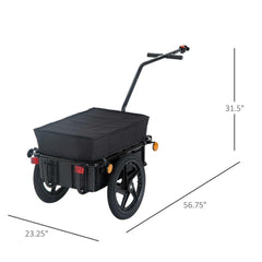 Outdoor Storage Trailer Bicycle Cargo Trailer with Removable Box and Waterproof Cover, Bike Wagon Trailer