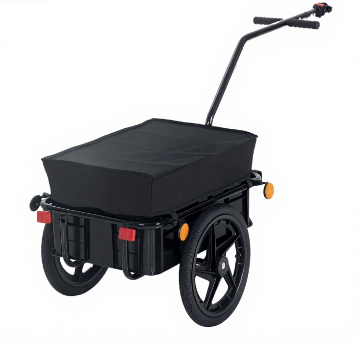 Outdoor Storage Trailer Bicycle Cargo Trailer with Removable Box and Waterproof Cover, Bike Wagon Trailer