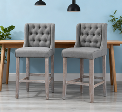 Counter Height Bar Stools, Tufted Wingback Armless Upholstered Dining Chair