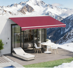 Retractable Awning, Patio Awnings, Sunshade Shelter w/ Manual Crank Handle