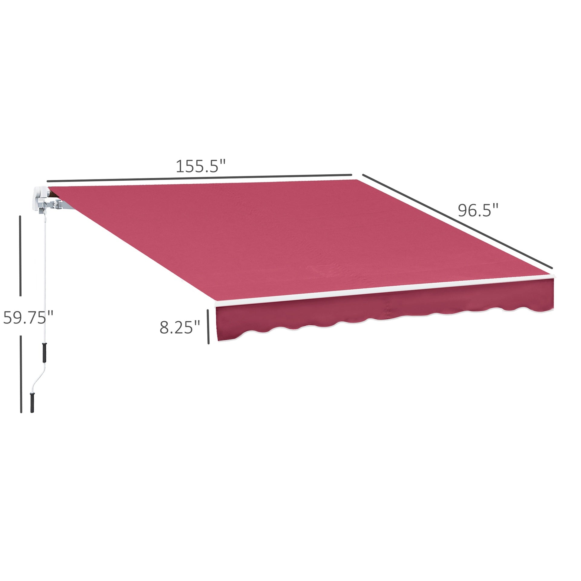 Retractable Awning, Patio Awnings, Sunshade Shelter w/ Manual Crank Handle