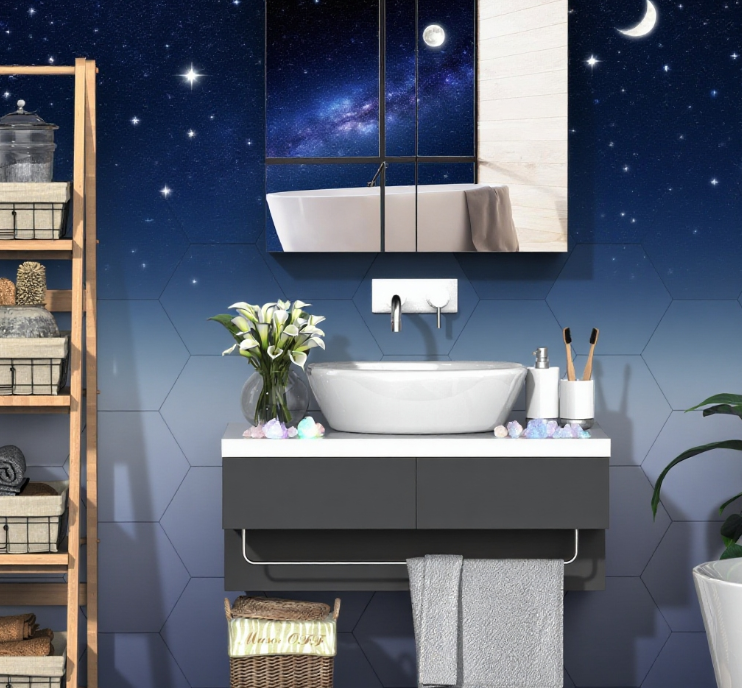 Bathroom Mirrored Cabinet, Steel Frame Medicine Cabinet, Wall-Mounted Storage Organizer