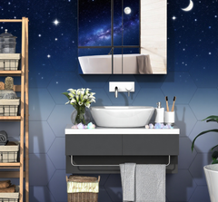 Bathroom Mirrored Cabinet, Steel Frame Medicine Cabinet, Wall-Mounted Storage Organizer