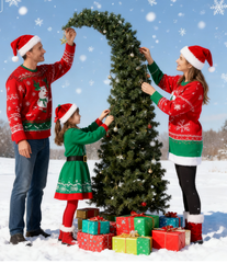 6 ft Prelit Bent Top Christmas Tree, Whimsical Xmas Tree Slim High Mountain Fir with 200 LEDs and Metal Stand