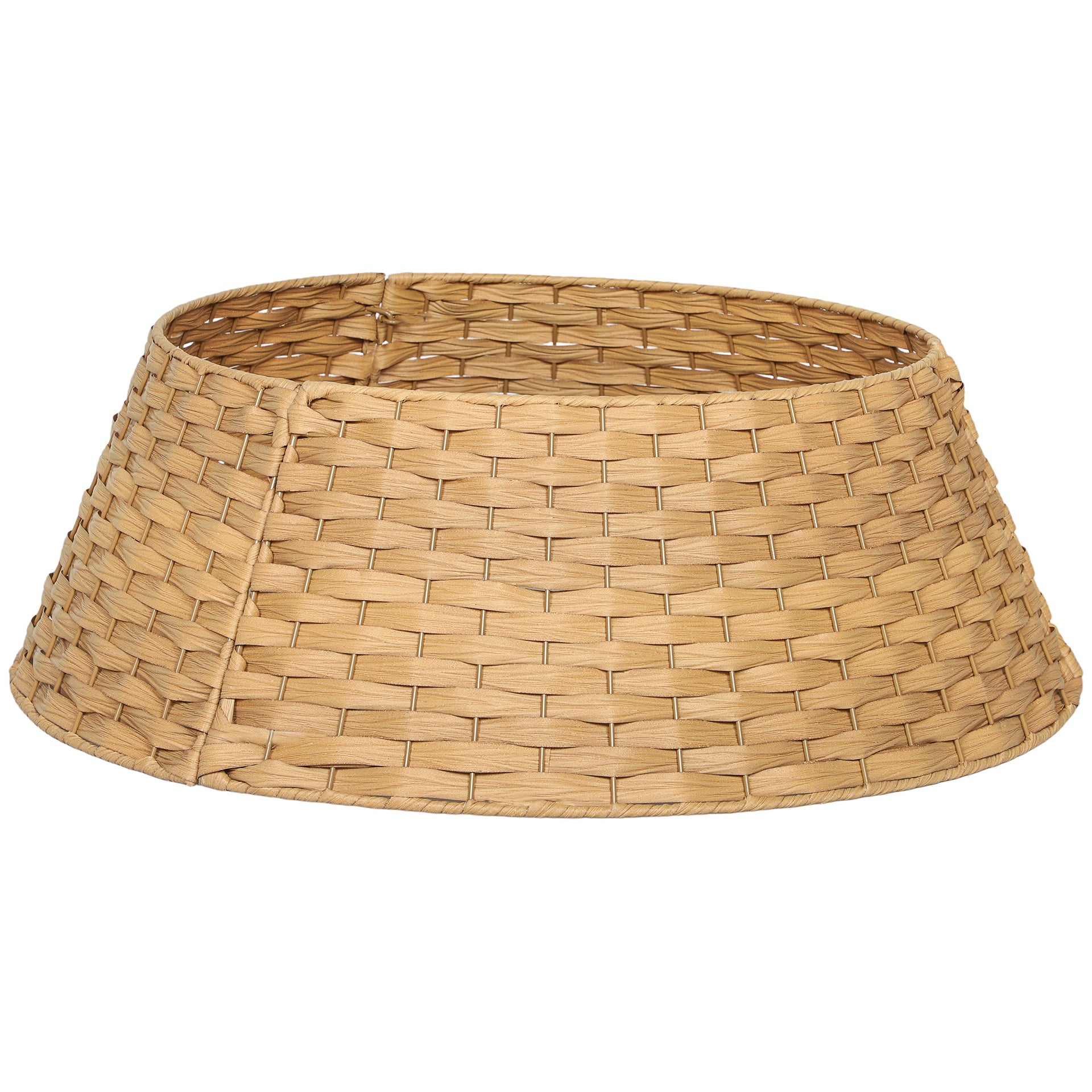 2.25 ft  Rustic Christmas Tree Skirt, Plastic Woven Christmas Tree Collar, Natural