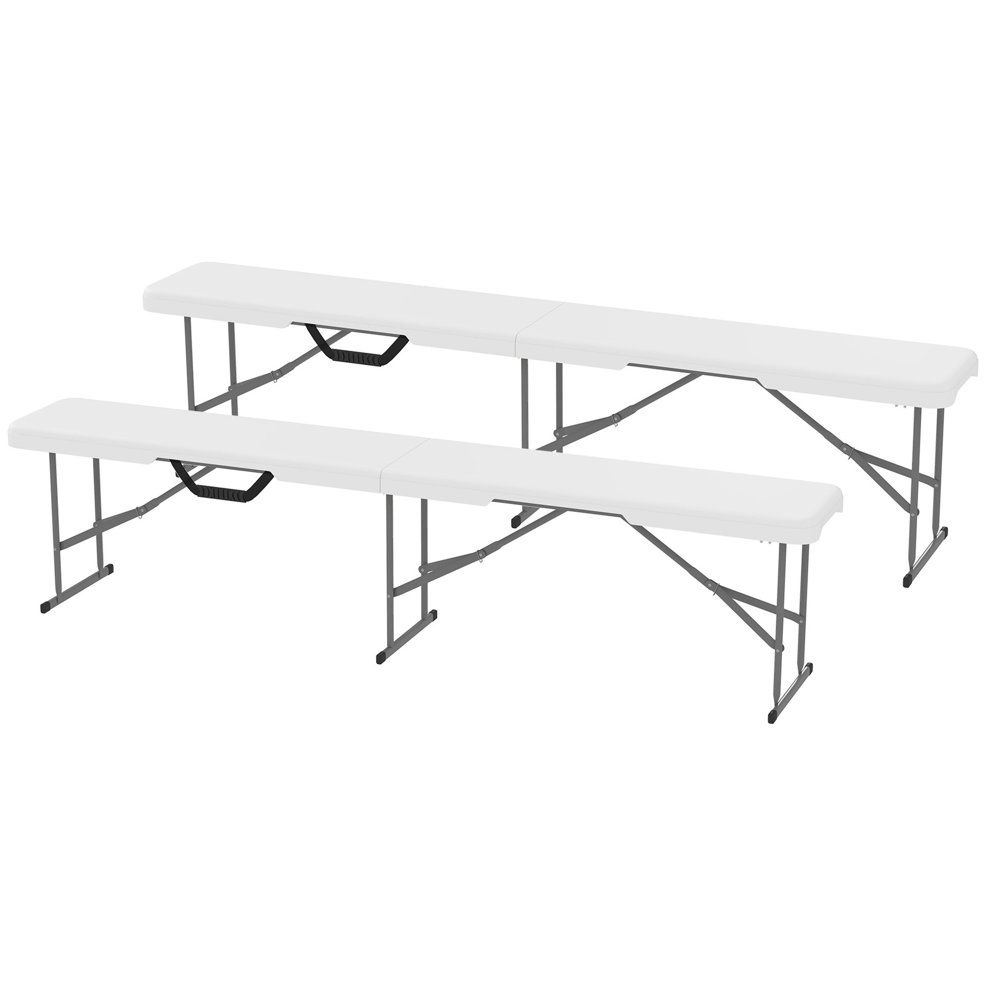 2 Pack  6 ft Camping Portable Foldable Bench Seats Plastic Folding Benches with Carrying Handle