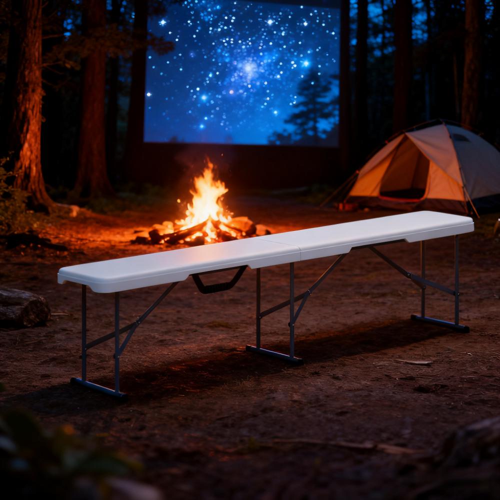 2 Pack  6 ft Camping Portable Foldable Bench Seats Plastic Folding Benches with Carrying Handle